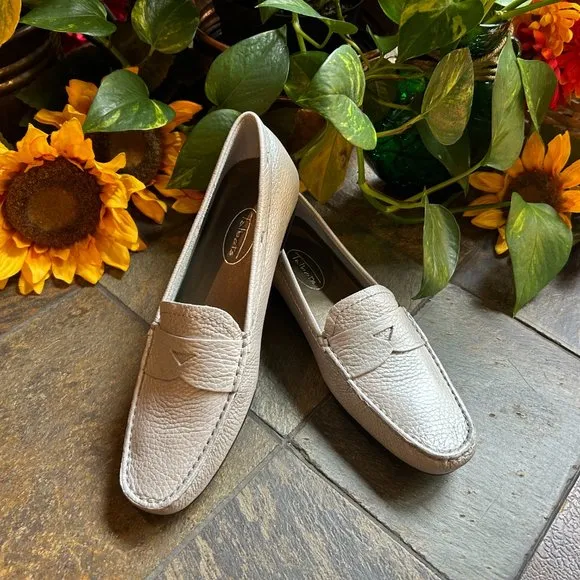 Talbots Brazilian Leather Penny Loafer in Silver- NEW