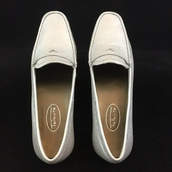 Talbots Brazilian Leather Penny Loafer in Silver- NEW