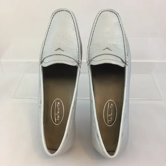 Talbots Brazilian Leather Penny Loafer in Silver- NEW