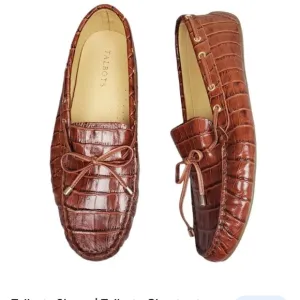 Talbots chestnut brown Taylor croc embossed shoes size 9