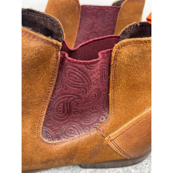 Tallia Tobacco Brown Men's Verano Chelsea Boot, Size 13, suede, Paisley side