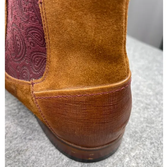 Tallia Tobacco Brown Men's Verano Chelsea Boot, Size 13, suede, Paisley side