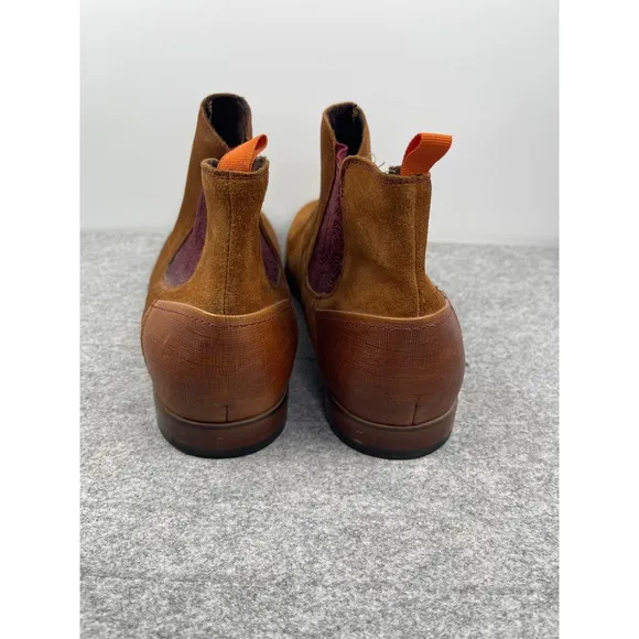 Tallia Tobacco Brown Men's Verano Chelsea Boot, Size 13, suede, Paisley side
