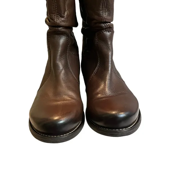 TARA M Laree Brown Leather Slouchy Boots, Sz 41
