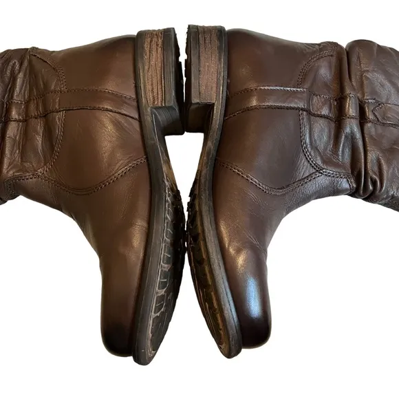 TARA M Laree Brown Leather Slouchy Boots, Sz 41