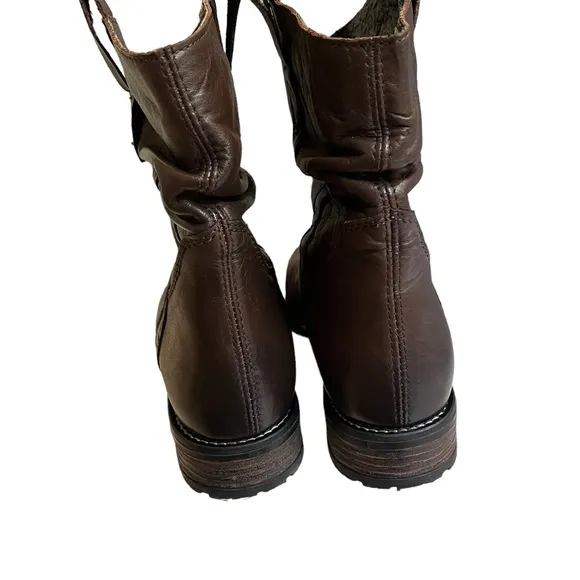 TARA M Laree Brown Leather Slouchy Boots, Sz 41