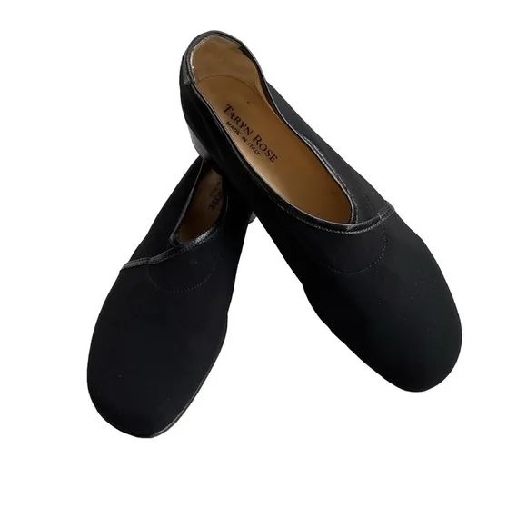 Taryn Rose Kelsey Demi Wedge Fabric &amp; Leather Ballet Loafer Moccasin Flats 8.5M