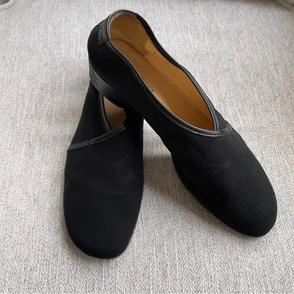 Taryn Rose Kelsey Demi Wedge Fabric &amp; Leather Ballet Loafer Moccasin Flats 8.5M