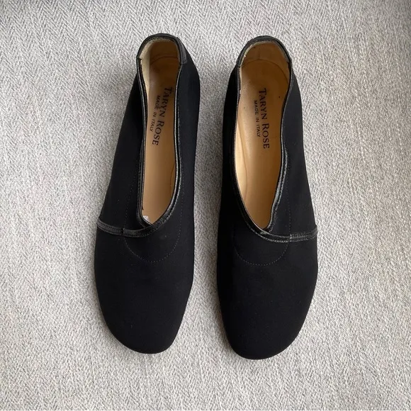 Taryn Rose Kelsey Demi Wedge Fabric &amp; Leather Ballet Loafer Moccasin Flats 8.5M