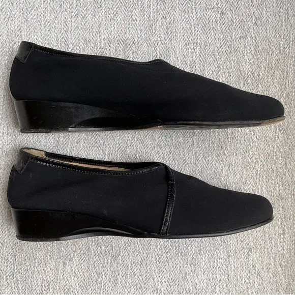 Taryn Rose Kelsey Demi Wedge Fabric &amp; Leather Ballet Loafer Moccasin Flats 8.5M