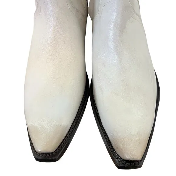 Tecovas The Dakota Women's Cowgirl Boots Size 8.5 Whitewash Bovine Western NWOB