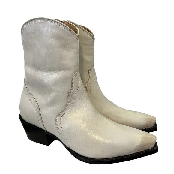 Tecovas The Dakota Women's Cowgirl Boots Size 8.5 Whitewash Bovine Western NWOB