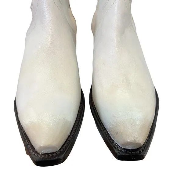 Tecovas The Dakota Women's Cowgirl Boots Size 8.5 Whitewash Bovine Western NWOB
