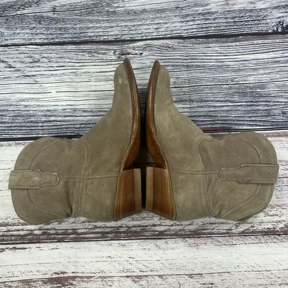 Tecovas The Lucy Stone Gray Suede Western Cowgirl Boots, Women’s Size 6.5