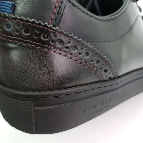 Ted Baker London Prinnc Lthr AM Mens Size 9 Dark Blue Black Leather Casual Shoes