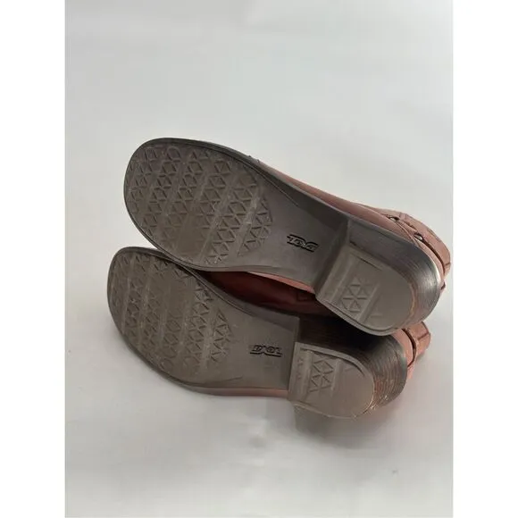 Teva Boots Heeled‎ Foxy Lace Up Women Size 7 Brown Leather Waterproof