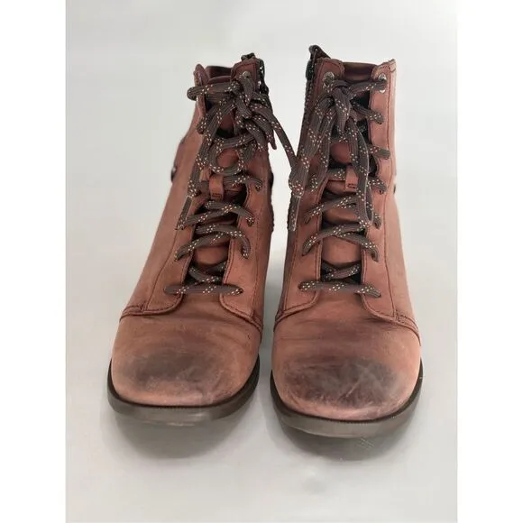 Teva Boots Heeled‎ Foxy Lace Up Women Size 7 Brown Leather Waterproof