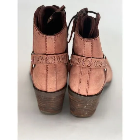 Teva Boots Heeled‎ Foxy Lace Up Women Size 7 Brown Leather Waterproof