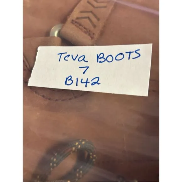 Teva Boots Heeled‎ Foxy Lace Up Women Size 7 Brown Leather Waterproof