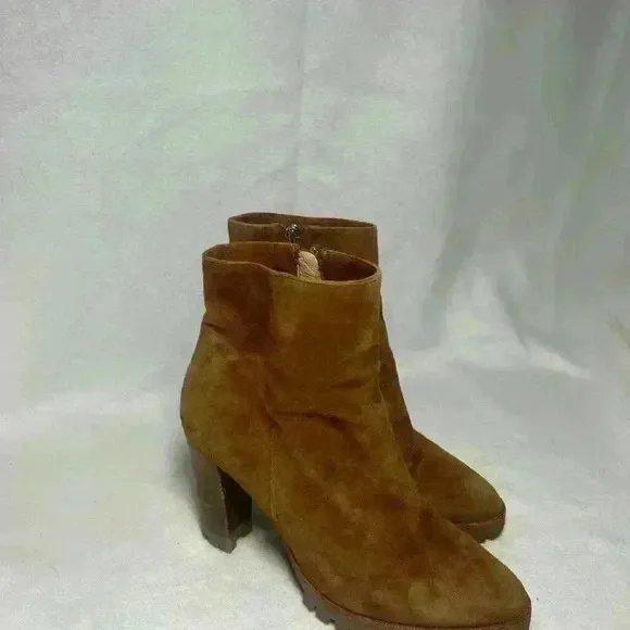 The KOOPLES 40 Sz 9.5 Suede Tan Boots Heeled Platform Made In Portugal