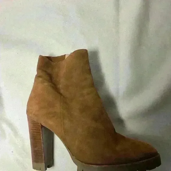 The KOOPLES 40 Sz 9.5 Suede Tan Boots Heeled Platform Made In Portugal