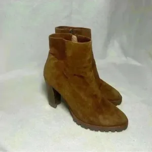 The KOOPLES 40 Sz 9.5 Suede Tan Boots Heeled Platform Made In Portugal