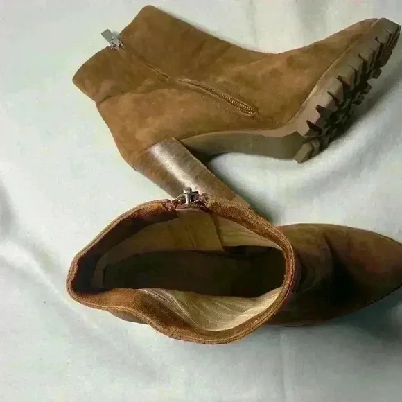 The KOOPLES 40 Sz 9.5 Suede Tan Boots Heeled Platform Made In Portugal