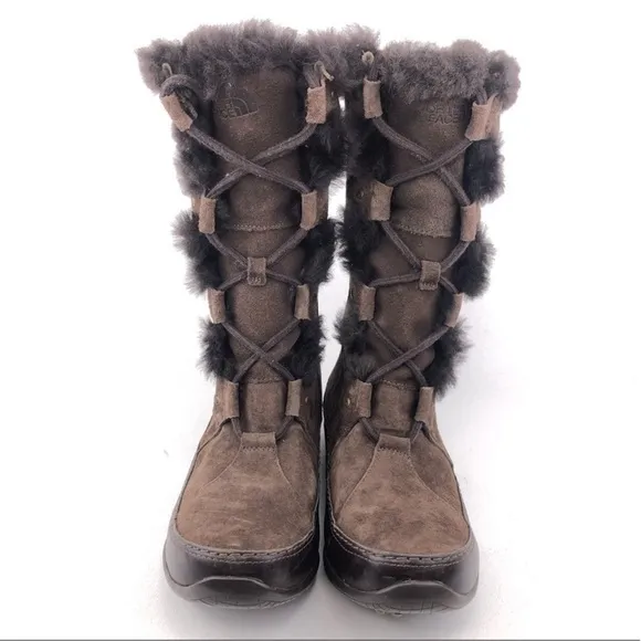 THE NORTH FACE ABBY III BROWN SUEDE INSULATED BOOTS SIZE 7