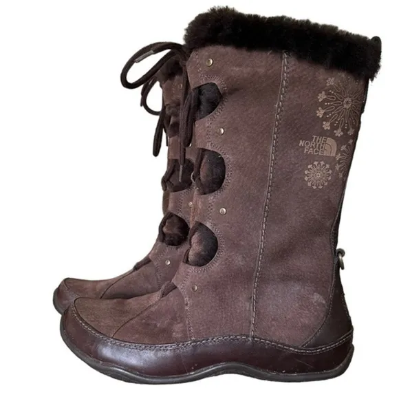 THE NORTH FACE ABBY III BROWN SUEDE INSULATED BOOTS SIZE 7
