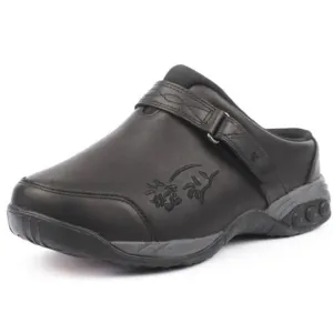 Therafit Black Austin Leather Slip-On Clog Shoes WM Size 8.5 - 9 Velcro Strap