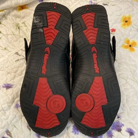 Therafit Black Austin Leather Slip-On Clog Shoes WM Size 8.5 - 9 Velcro Strap