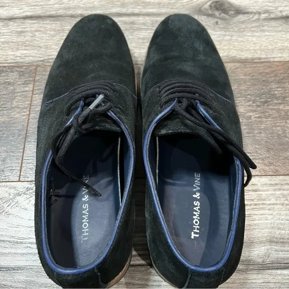 Thomas &amp; Vine Mens Size 10.5 Navy Leather Lace Up Oxford Shoes