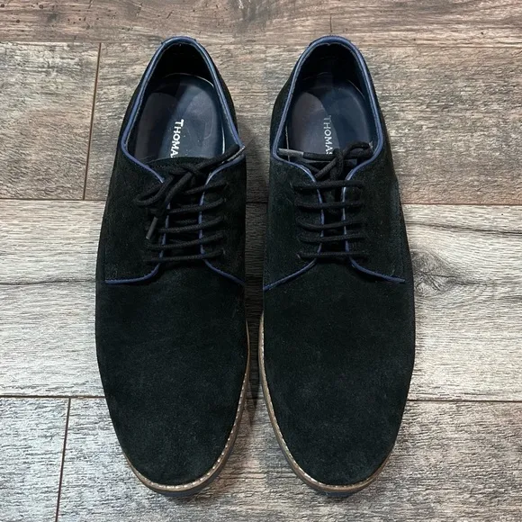 Thomas &amp; Vine Mens Size 10.5 Navy Leather Lace Up Oxford Shoes
