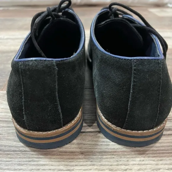 Thomas &amp; Vine Mens Size 10.5 Navy Leather Lace Up Oxford Shoes