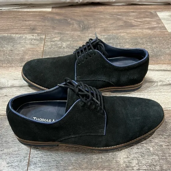 Thomas &amp; Vine Mens Size 10.5 Navy Leather Lace Up Oxford Shoes