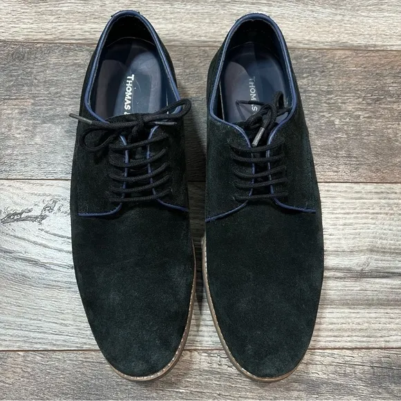 Thomas &amp; Vine Mens Size 10.5 Navy Leather Lace Up Oxford Shoes
