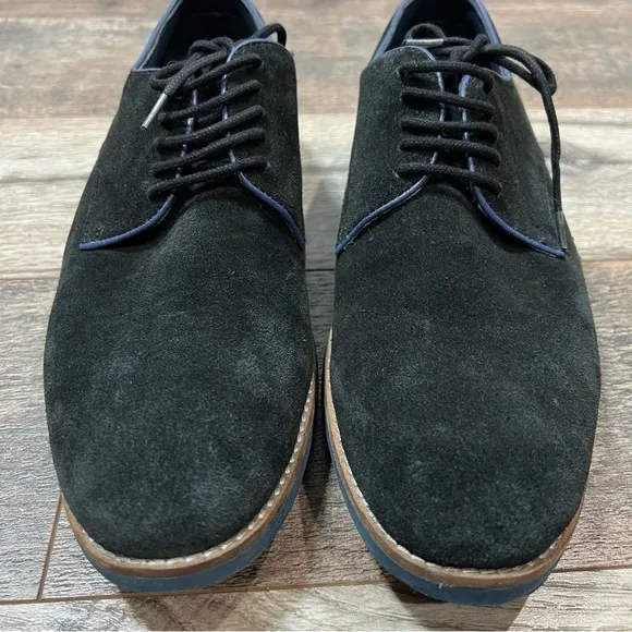 Thomas &amp; Vine Mens Size 10.5 Navy Leather Lace Up Oxford Shoes