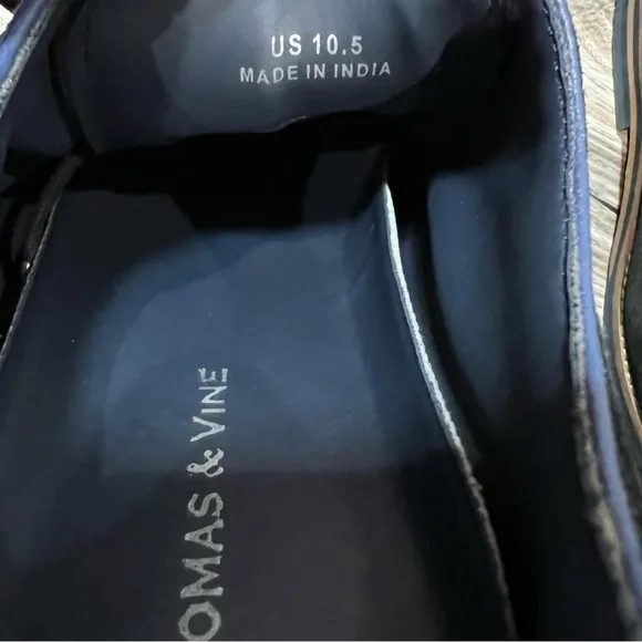 Thomas &amp; Vine Mens Size 10.5 Navy Leather Lace Up Oxford Shoes