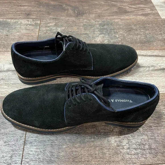 Thomas &amp; Vine Mens Size 10.5 Navy Leather Lace Up Oxford Shoes