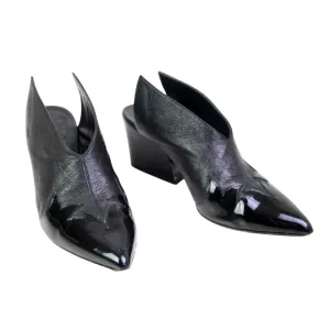 Tibi BLACK GENUINE LEATHER MID HEEL POINTED TOE SANDALS MULES SHOES Sz 38.5