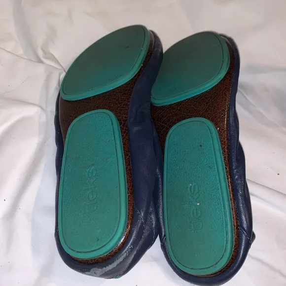 Tieks Women's Genuine Leather California Navy Blue Slip On Ballet Flats Shoes 8