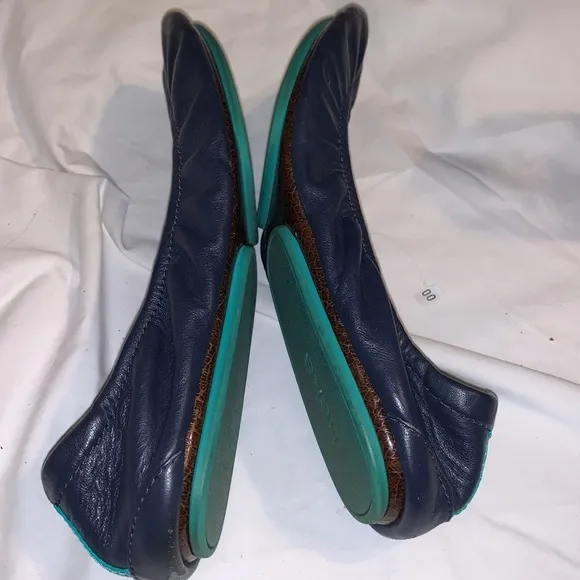 Tieks Women's Genuine Leather California Navy Blue Slip On Ballet Flats Shoes 8