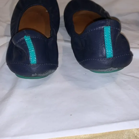 Tieks Women's Genuine Leather California Navy Blue Slip On Ballet Flats Shoes 8