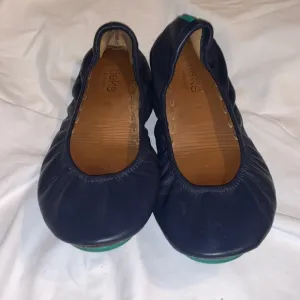 Tieks Women's Genuine Leather California Navy Blue Slip On Ballet Flats Shoes 8