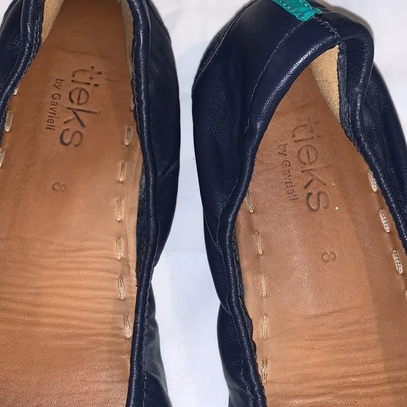 Tieks Women's Genuine Leather California Navy Blue Slip On Ballet Flats Shoes 8