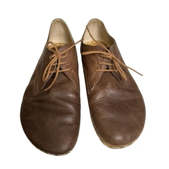 TIGRIS Men's Brown Leather Lace-Up Shoes Size 41 Comfortable Casual Footwear SU