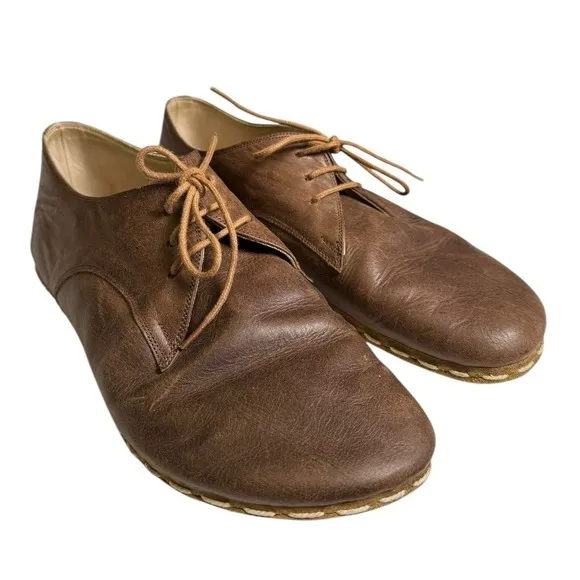 TIGRIS Men's Brown Leather Lace-Up Shoes Size 41 Comfortable Casual Footwear SU