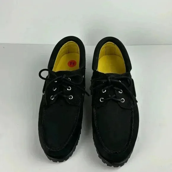 TIMBERLAKE BLACK SUEDE CHUNKY SOLE 3 EYELET TOP SIDER STYLE SZ 11 NWOT