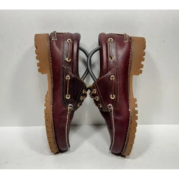 Timberland 3 Eye Classic Lug Oxblood Burgundy Boat Shoes 50009 Mens Size 8.5 M