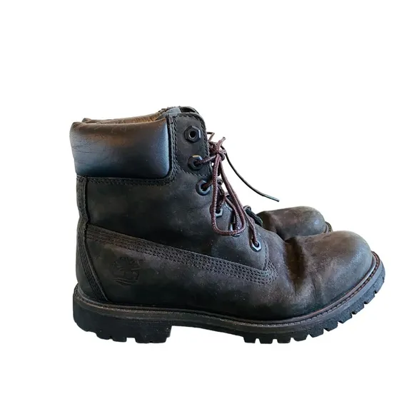 Timberland 6 Inch Premium Boots Womens Size 7 Black Leather Waterproof